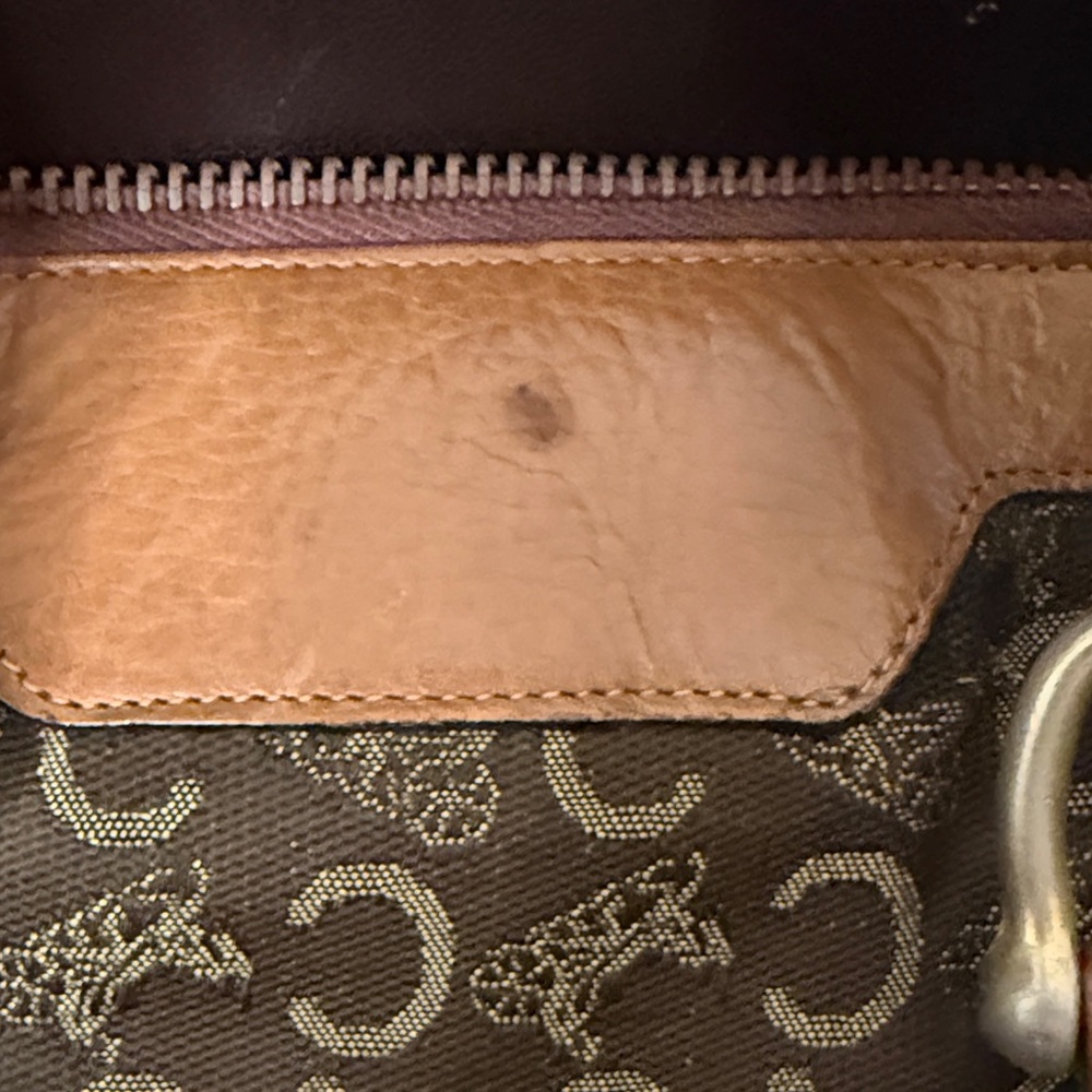 Vintage Celine Brown Monogram Tote Bag with Tan Leather Accents - Picture 6 of 12